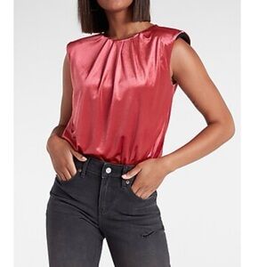 Velvet Strong Shoulder Thong Bodysuit
 -Pink